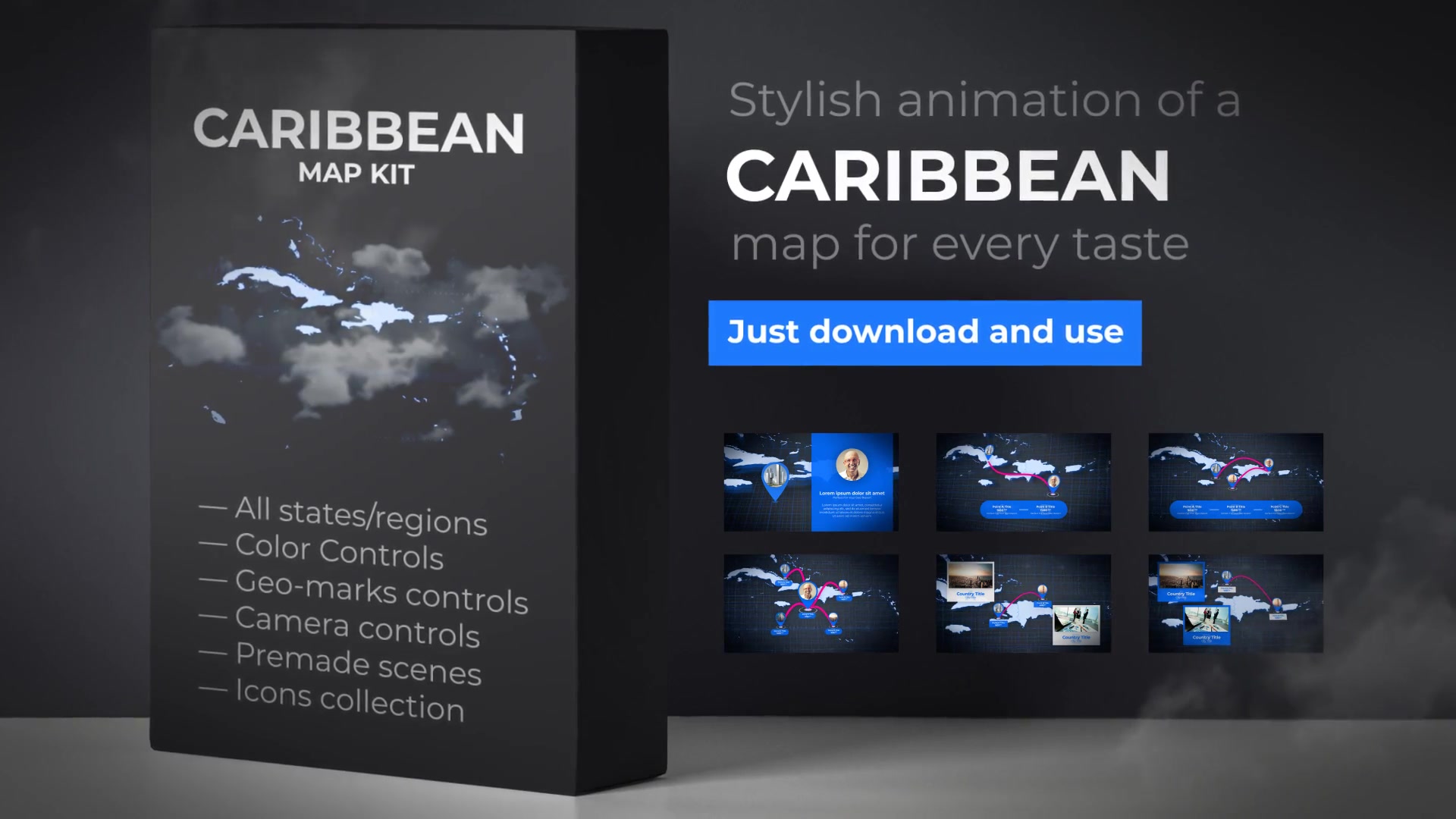 Map of Caribbean Islands with Countries Caribbean Islands Map Kit Videohive 24374539 After Effects Image 11
