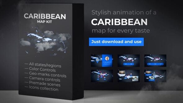 Map of Caribbean Islands with Countries Caribbean Islands Map Kit - Download 24374539 Videohive