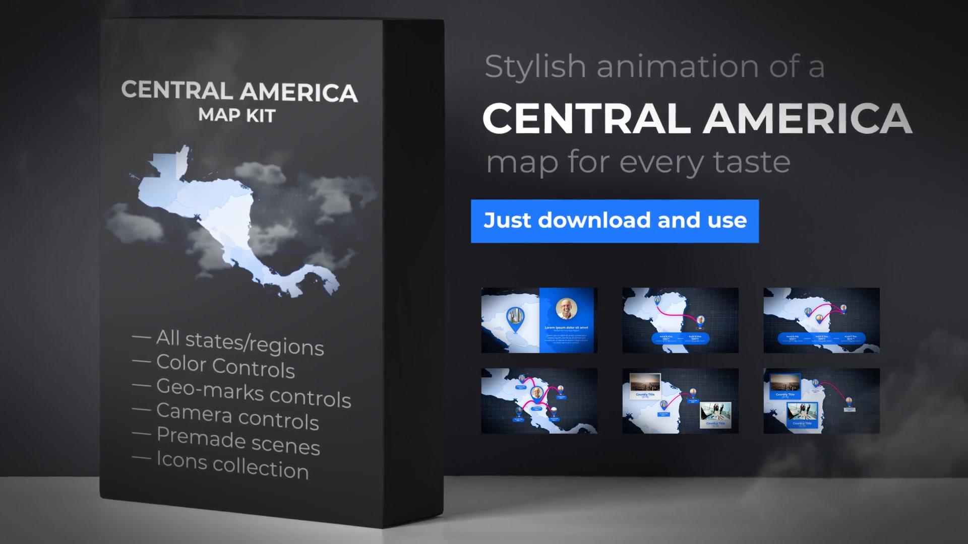 Map of Central America with Countries Central America Islands Map Kit Videohive 24375467 After Effects Image 11