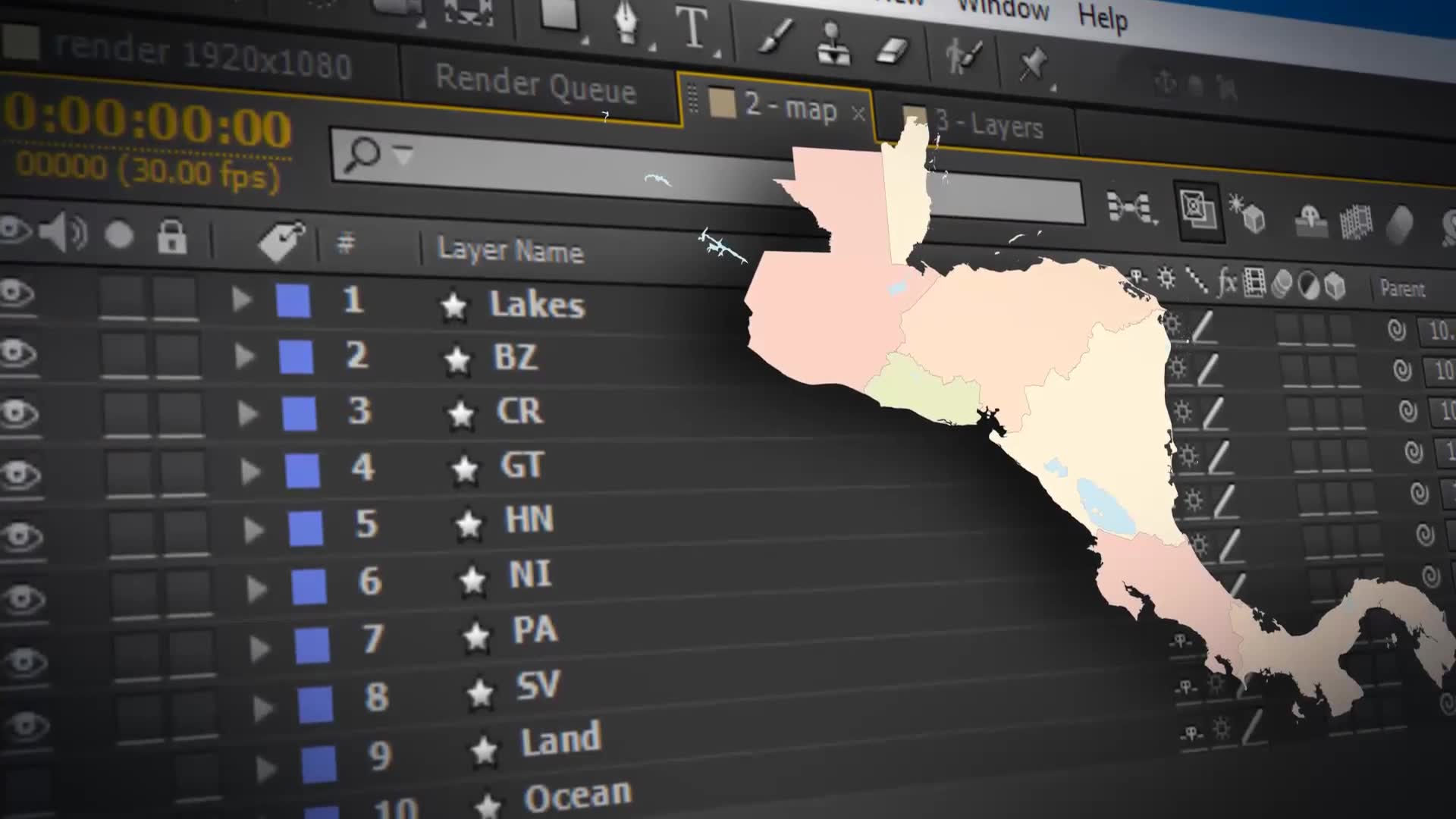 Map of Central America with Countries Central America Islands Map Kit Videohive 24375467 After Effects Image 2