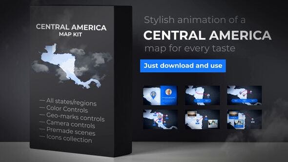Map of Central America with Countries Central America Islands Map Kit - Videohive Download 24375467