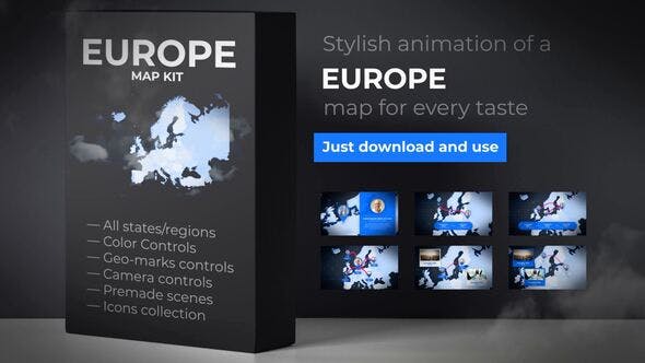 Map of Europe with Countries Europe Map Kit - 24376111 Videohive Download