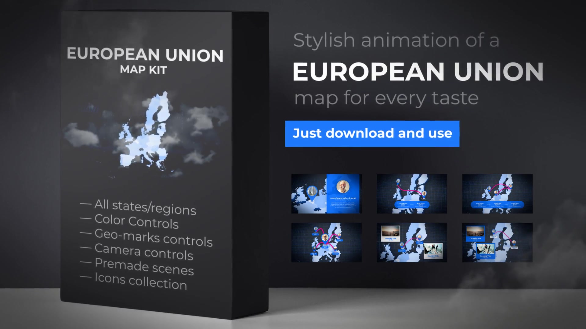 Map of European Union with Member States European Union EU Map Kit Videohive 24434678 After Effects Image 11