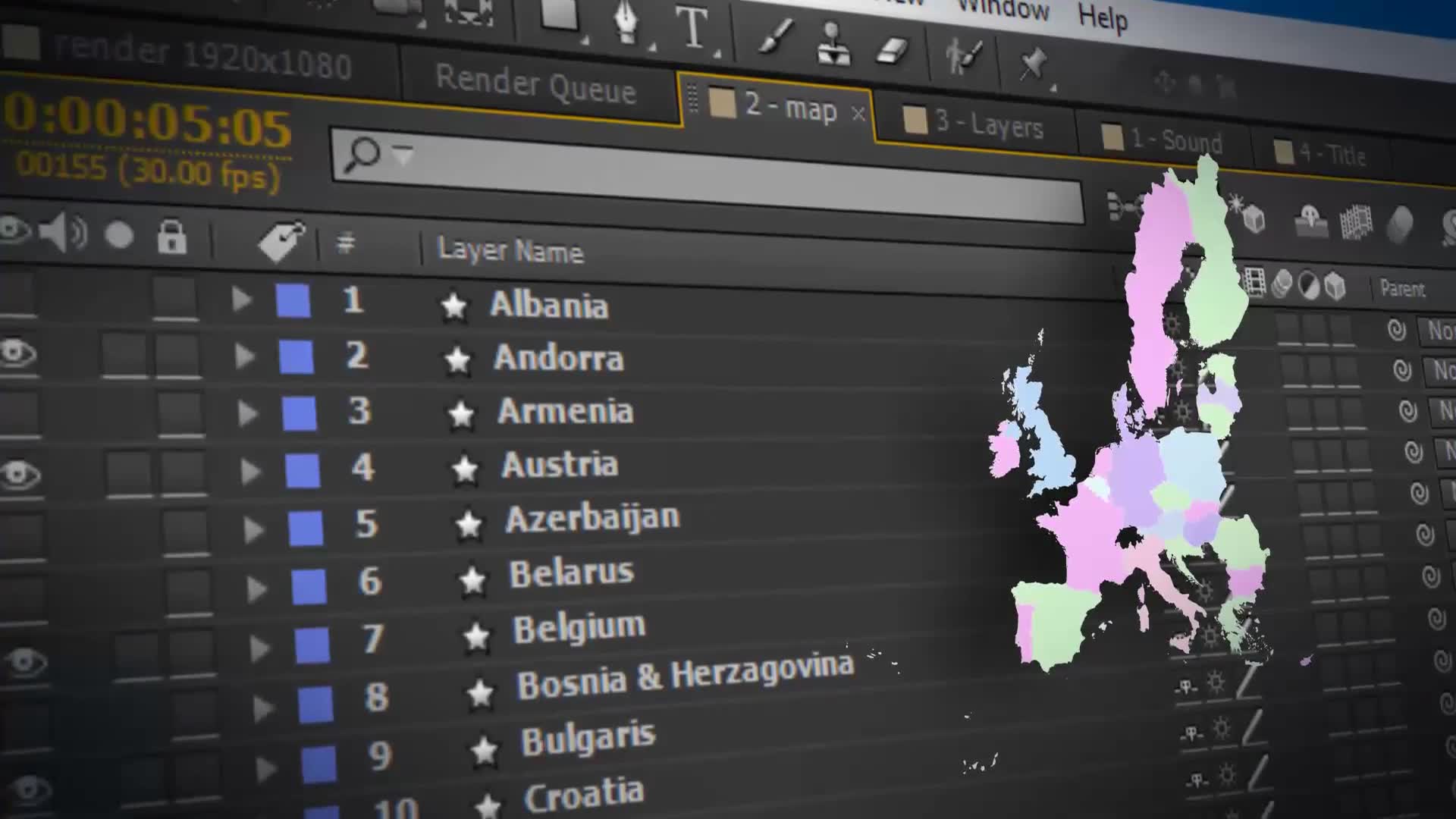 Map of European Union with Member States European Union EU Map Kit Videohive 24434678 After Effects Image 2