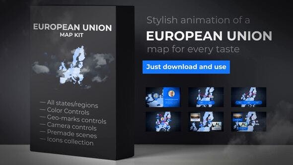Map of European Union with Member States European Union EU Map Kit - 24434678 Videohive Download