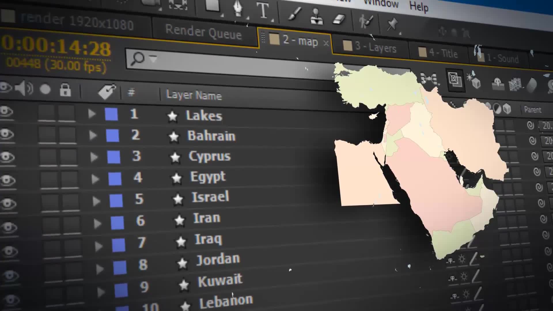 Map of Middle East with Countries Middle East Map Kit Videohive 24411382 After Effects Image 2
