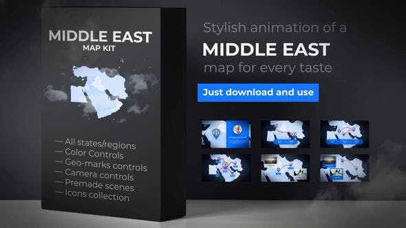 Map of Middle East with Countries Middle East Map Kit - Download 24411382 Videohive