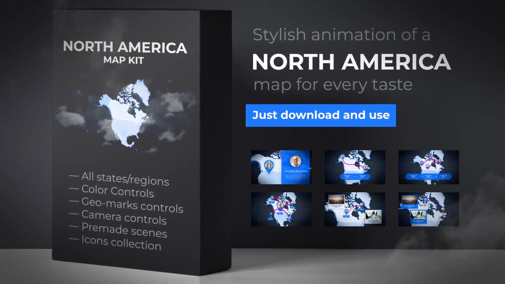 Map of North America with Countries North America Map Kit Videohive 24420194 After Effects Image 11
