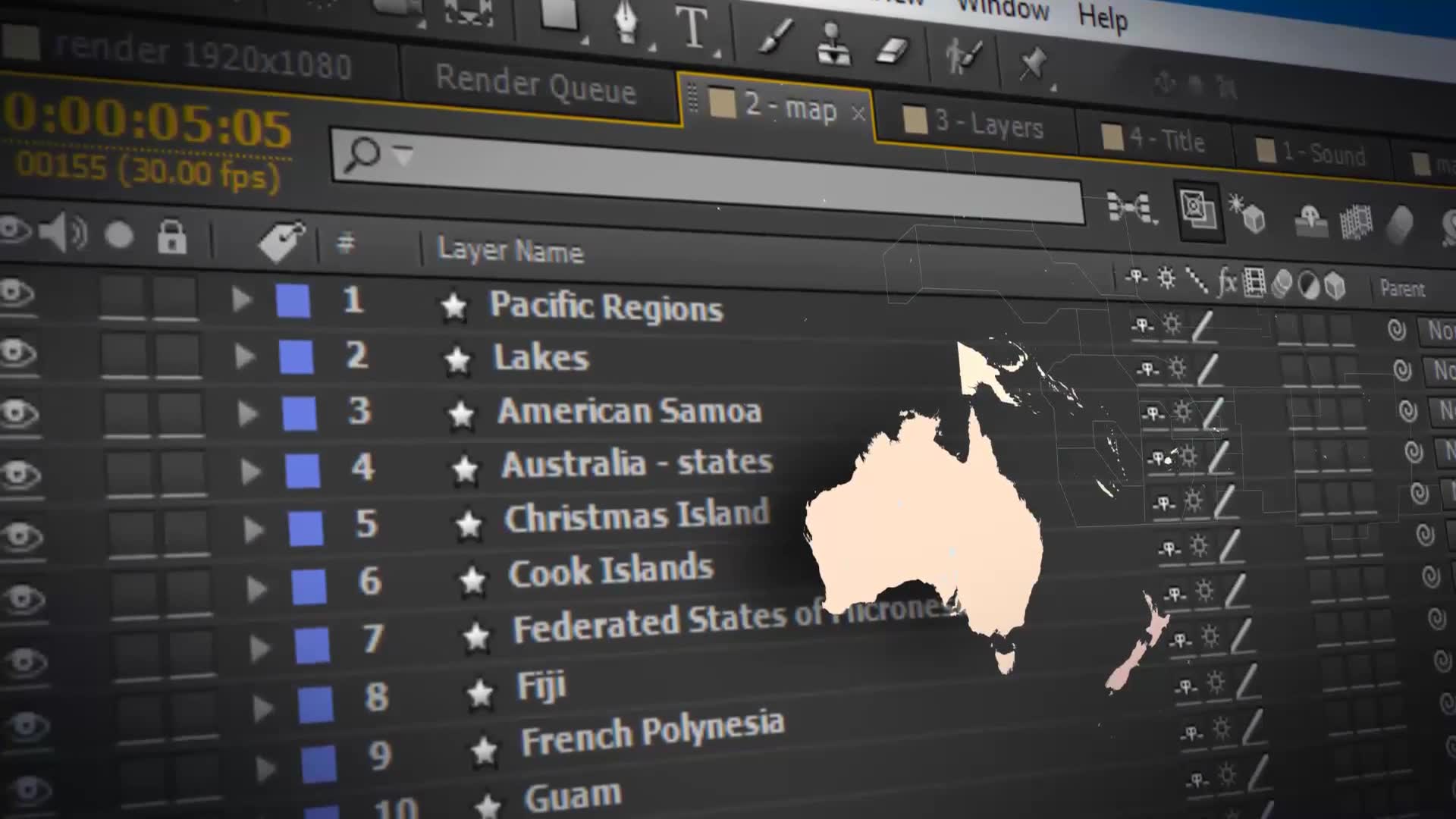 Map of Oceania with Countries Oceania Map Kit Videohive 24421049 After Effects Image 2