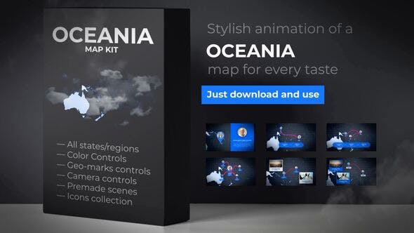Map of Oceania with Countries Oceania Map Kit - Download 24421049 Videohive