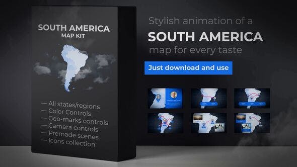 Map of South America with Countries Southern America Map Kit - Download 24422517 Videohive