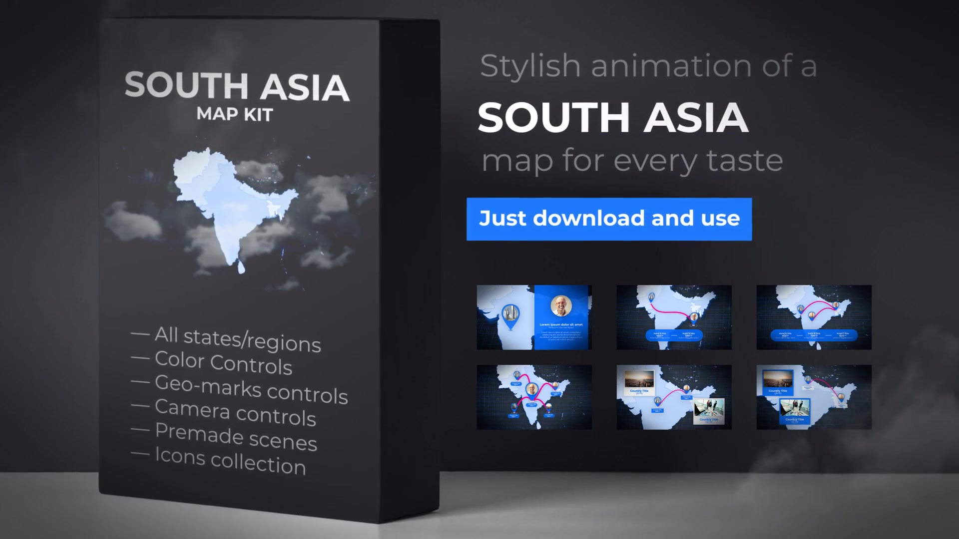Map of South Asia with Countries Southern Asia Map Kit Videohive 24429949 After Effects Image 11