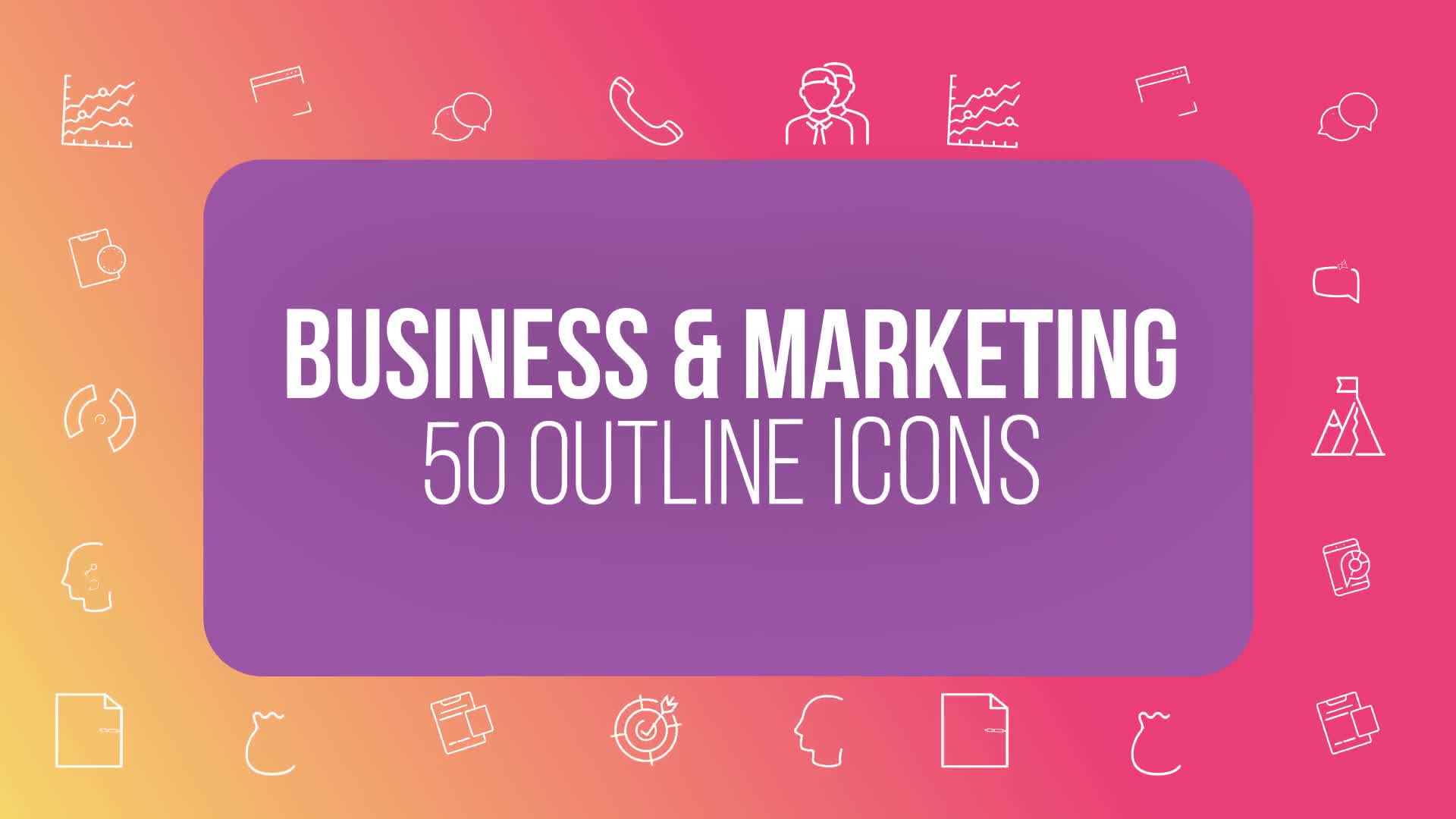 Marketing and Business 50 Thin Line Icons - Download Videohive 23150938