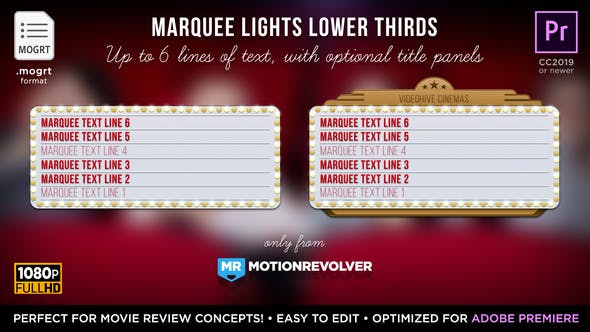 Marquee Lights Titles & Lower Thirds | MOGRT for Premiere Pro - Download 24552539 Videohive