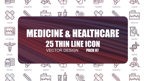 Medicine And Healthcare – Thin Line Icons - Videohive 23595762 Download