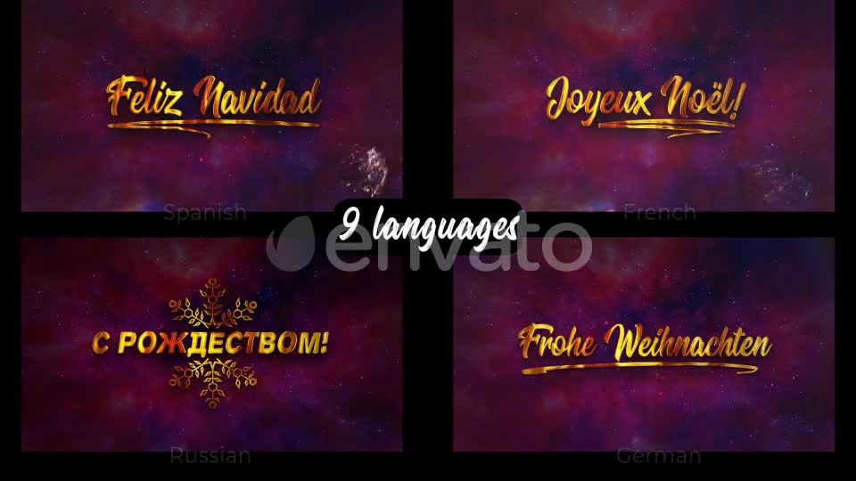 Merry Christmas in 9 Languages! Videohive 29667929 Motion Graphics Image 1