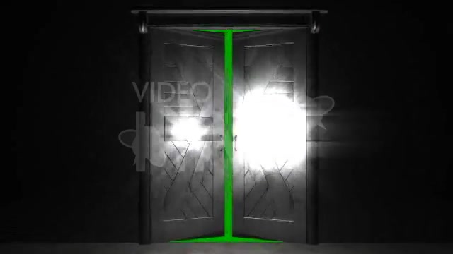 Metal door opens to reveal green screen - Download Videohive 48843