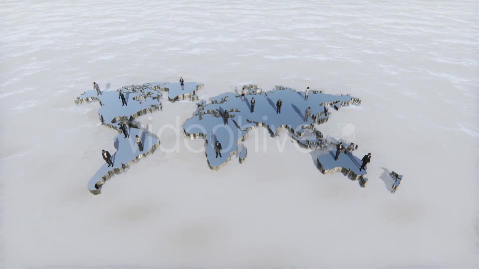Metal World Map and Tiny Business People - Download Videohive 19433533