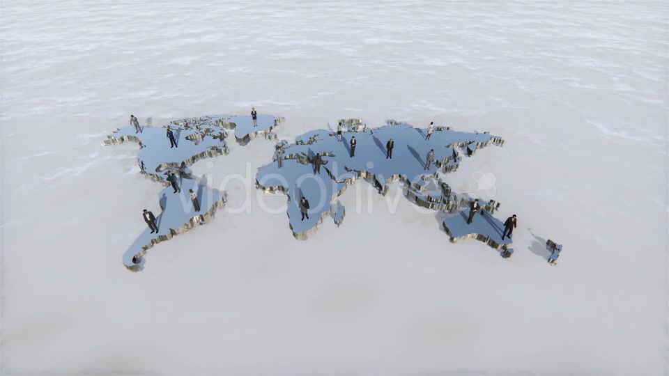 Metal World Map and Tiny Business People - Download Videohive 19433533