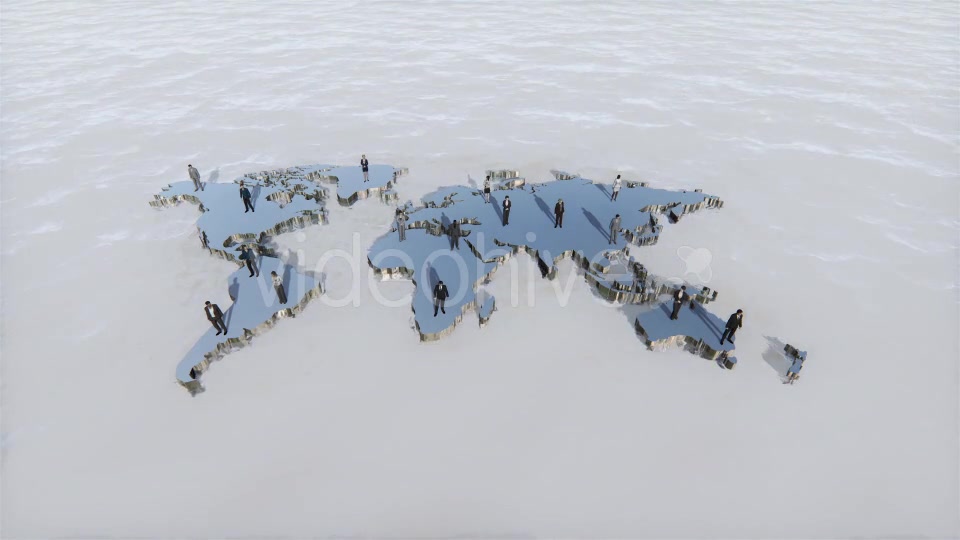 Metal World Map and Tiny Business People - Download Videohive 19433533