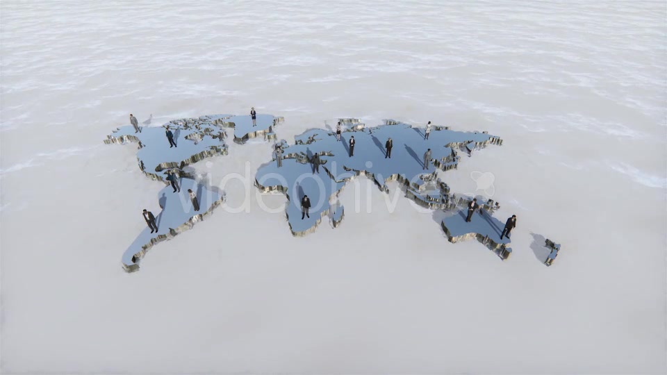 Metal World Map and Tiny Business People - Download Videohive 19433533