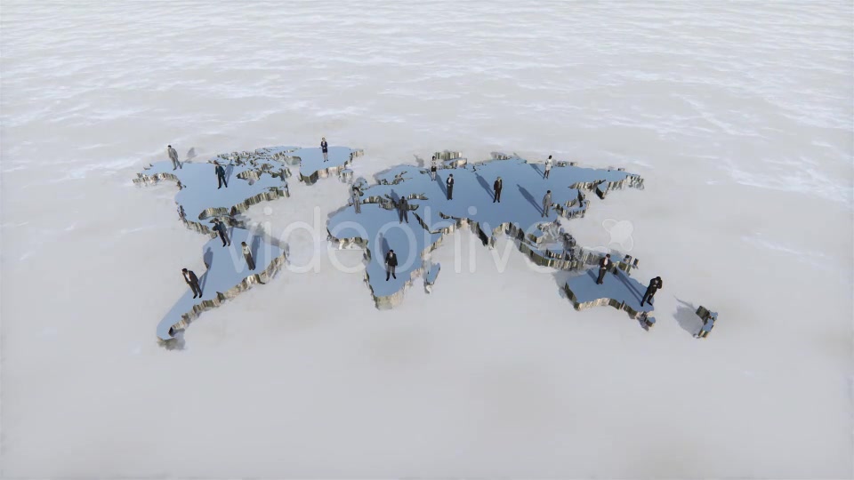 Metal World Map and Tiny Business People - Download Videohive 19433533