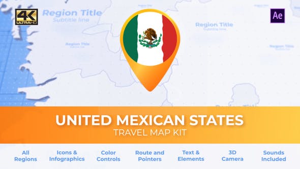 Mexico Map United Mexican States Travel Map - 28581932 Download Videohive