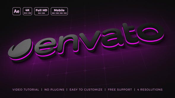 Minimal Neon Logo Reveal - Download 37444205 Videohive