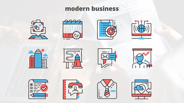 MODERN BUSINESS – Thin Line Icons - Download Videohive 23454681
