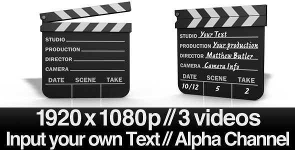 Movie Clapper Board Series of 3 + Alpha & AE File - Download Videohive 629168