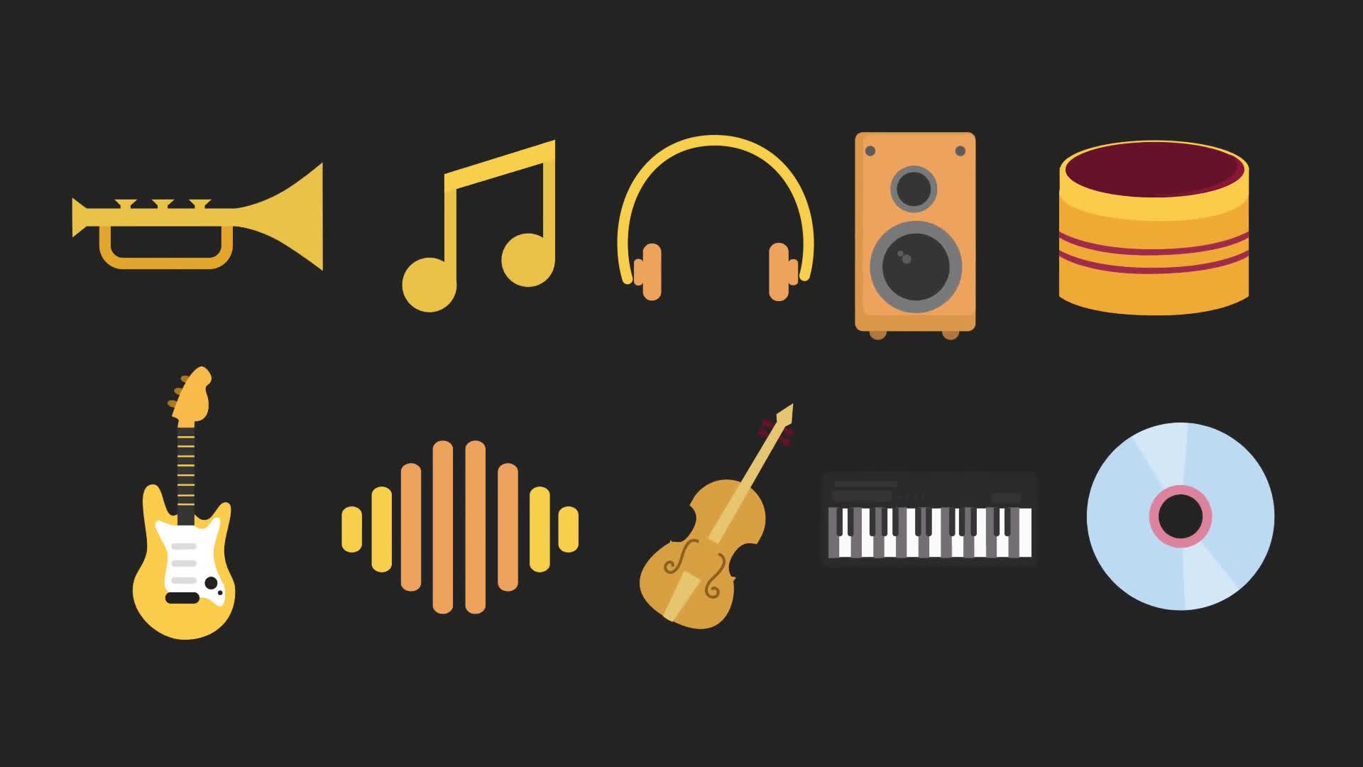 Music Animated Icons Videohive 37919917 Apple Motion Image 1