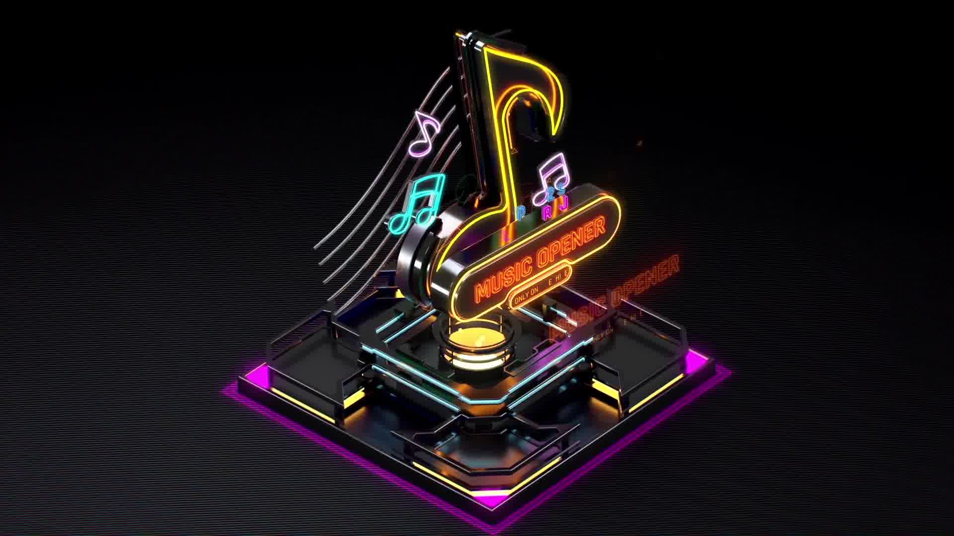 Music Opener Neon Style/ Music Award/ Old Music Boombox/ Radio Show/ Speakers and Bass Videohive 20822838 After Effects Image 10