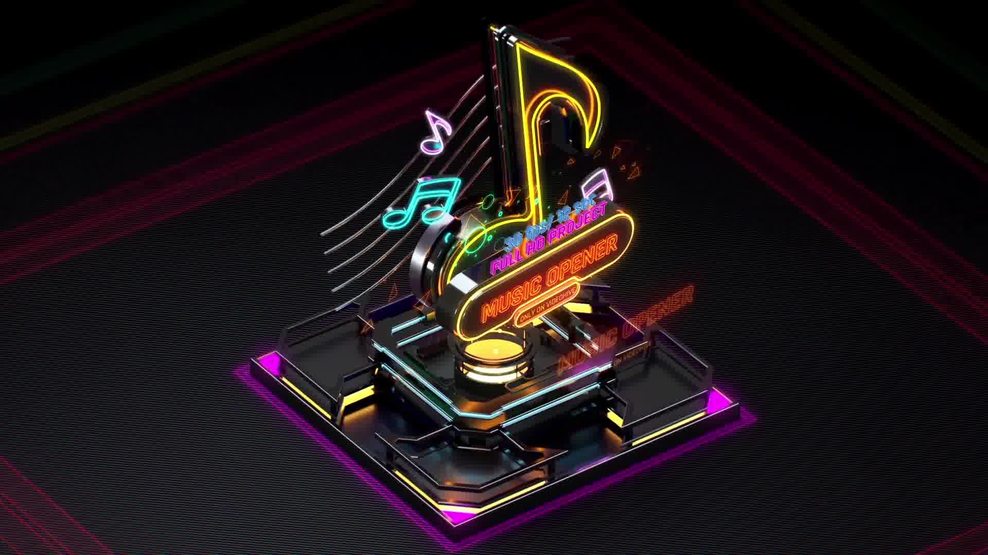 Music Opener Neon Style/ Music Award/ Old Music Boombox/ Radio Show/ Speakers and Bass Videohive 20822838 After Effects Image 11