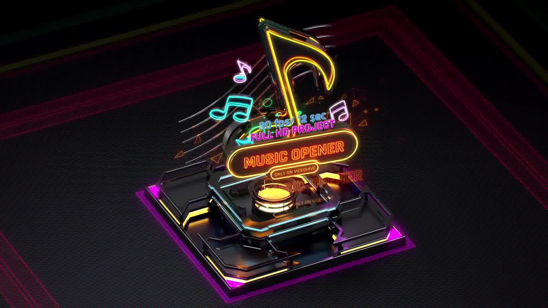 Music Opener Neon Style/ Music Award/ Old Music Boombox/ Radio Show/ Speakers and Bass Videohive 20822838 After Effects Image 12