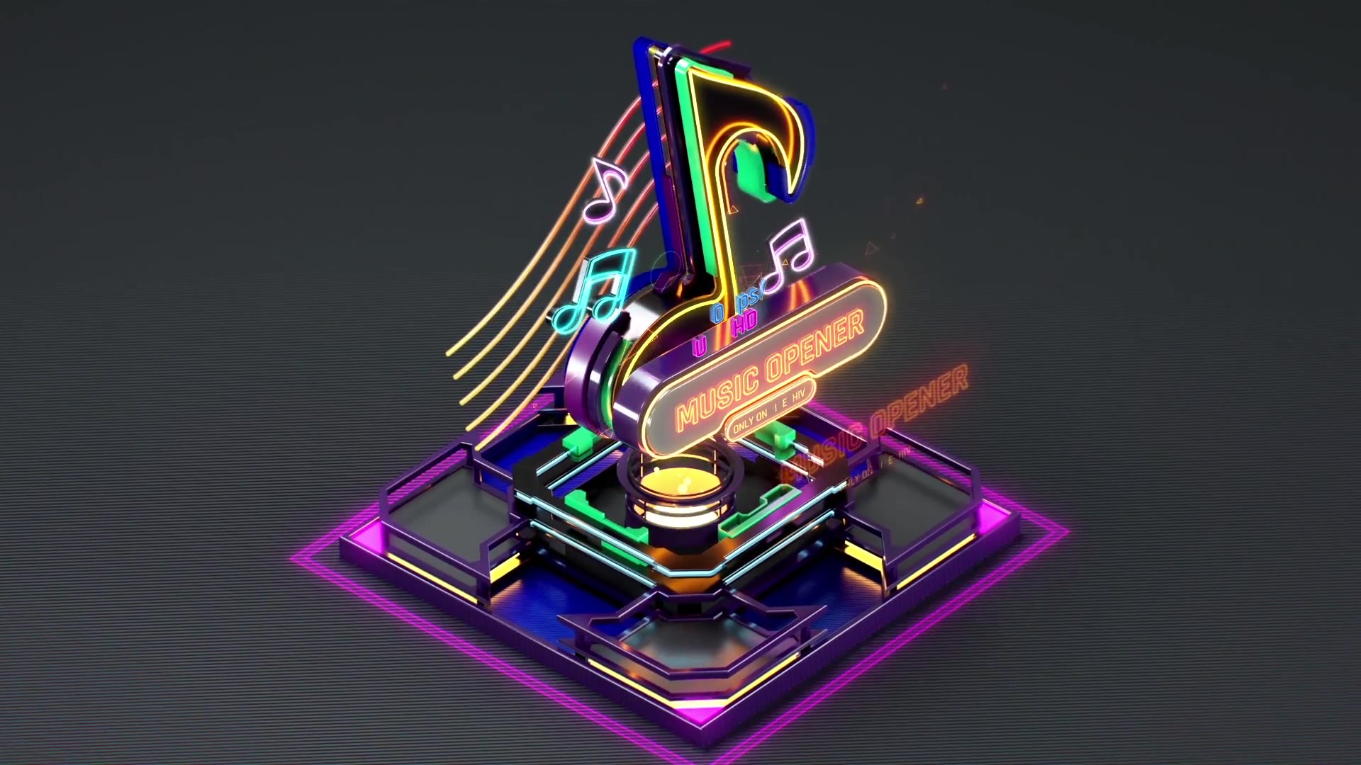 Music Opener Neon Style/ Music Award/ Old Music Boombox/ Radio Show/ Speakers and Bass Videohive 20822838 After Effects Image 4