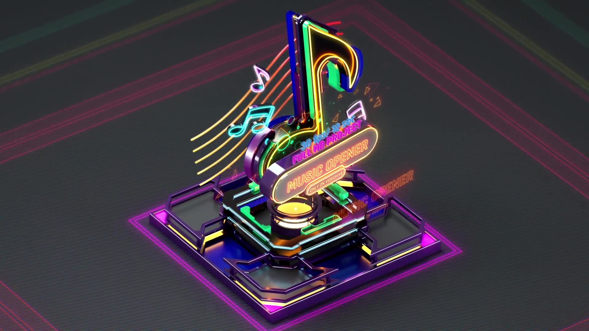 Music Opener Neon Style/ Music Award/ Old Music Boombox/ Radio Show/ Speakers and Bass Videohive 20822838 After Effects Image 5