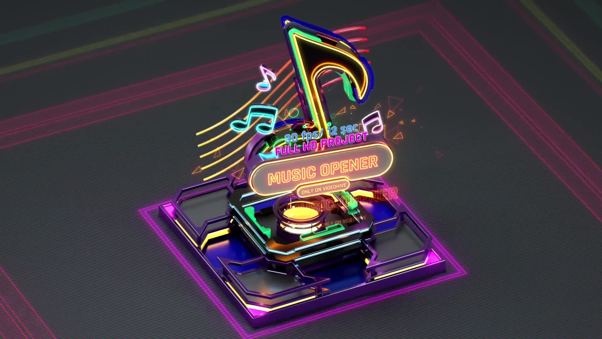 Music Opener Neon Style/ Music Award/ Old Music Boombox/ Radio Show/ Speakers and Bass Videohive 20822838 After Effects Image 6