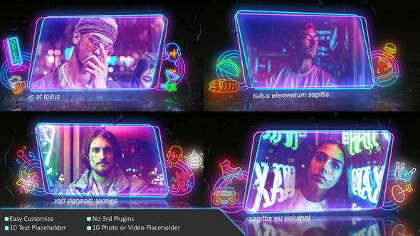 Neon Frame In The Rain Photo Slide - 30262952 Videohive Download