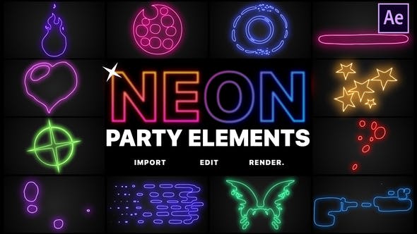 Neon Party Elements | After Effects - Download 26517821 Videohive