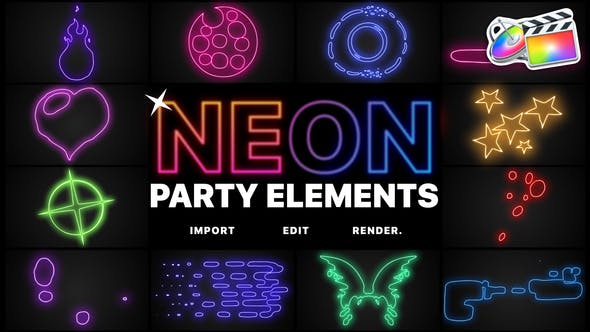 Neon Party Elements | FCPX - Videohive Download 26517912