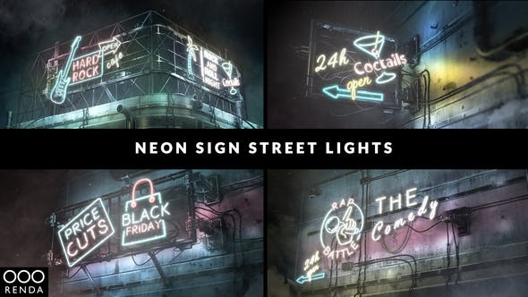 Neon Sign Street Lights - Videohive Download 23779129