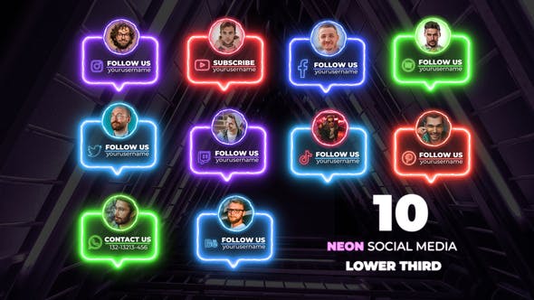 Neon Social Lower Thirds - 33111083 Videohive Download