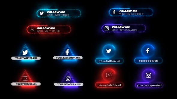Neon Social Media Lower Thirds - 26120929 Videohive Download