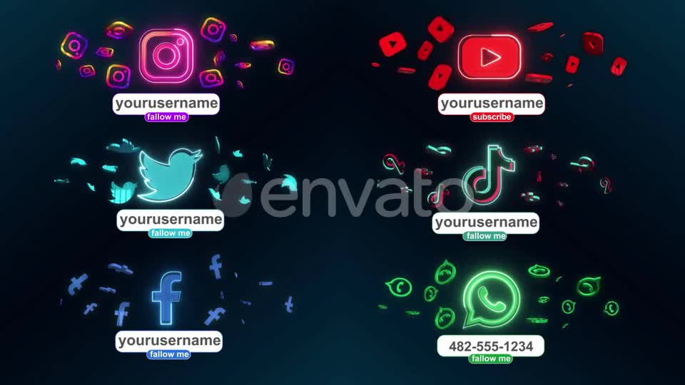 Neon Social Media Lower Thirds Videohive 33624232 Motion Graphics Image 1