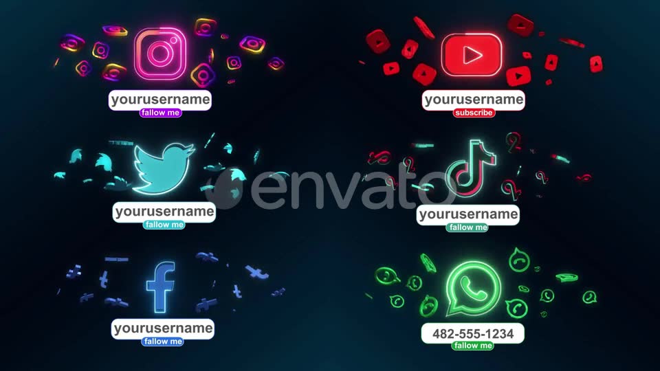 Neon Social Media Lower Thirds Videohive 33624232 Motion Graphics Image 2