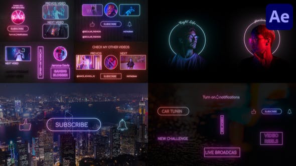 Neon Social Media Pack for After Effects - Download 38262124 Videohive