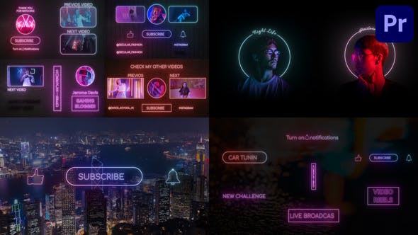 Neon Social Media Pack for Premiere Pro - 38413441 Download Videohive