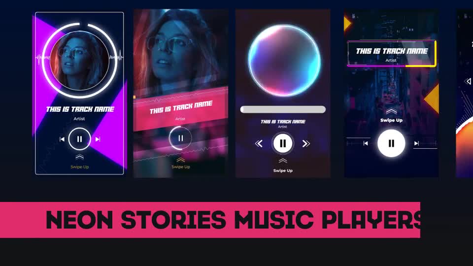 Neon Stories Music Players Videohive 25502722 After Effects Image 1