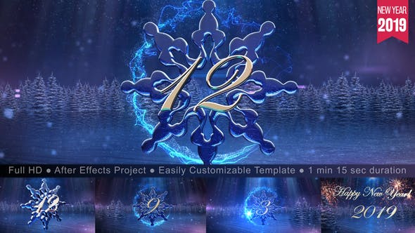 New Year Snowflake Countdown 2019 - Videohive 6415067 Download