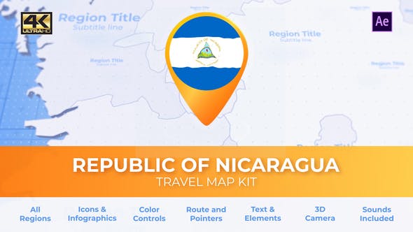 Nicaragua Map Republic of Nicaragua Travel Map - Download 29967731 Videohive
